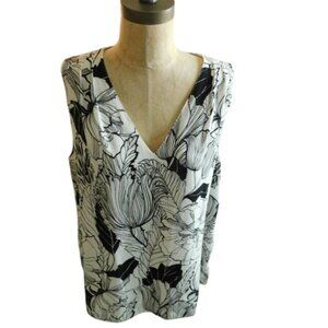 White House Black Market WHBM Size L Large Reversible Vneck Blouse Top